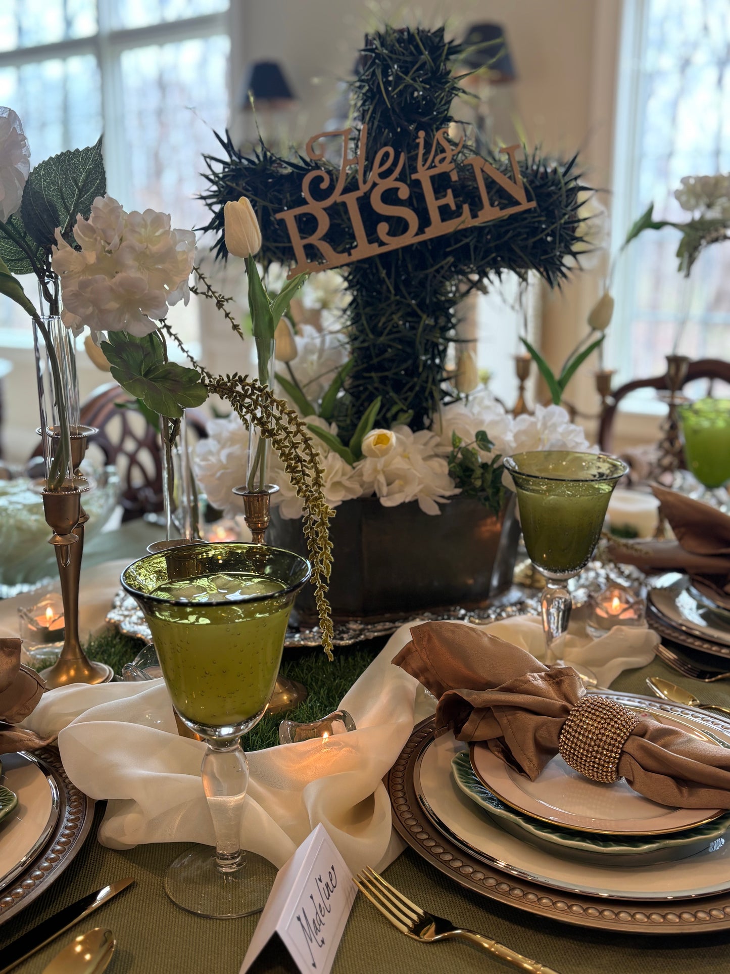 He Is Risen Cross Hanging Decor