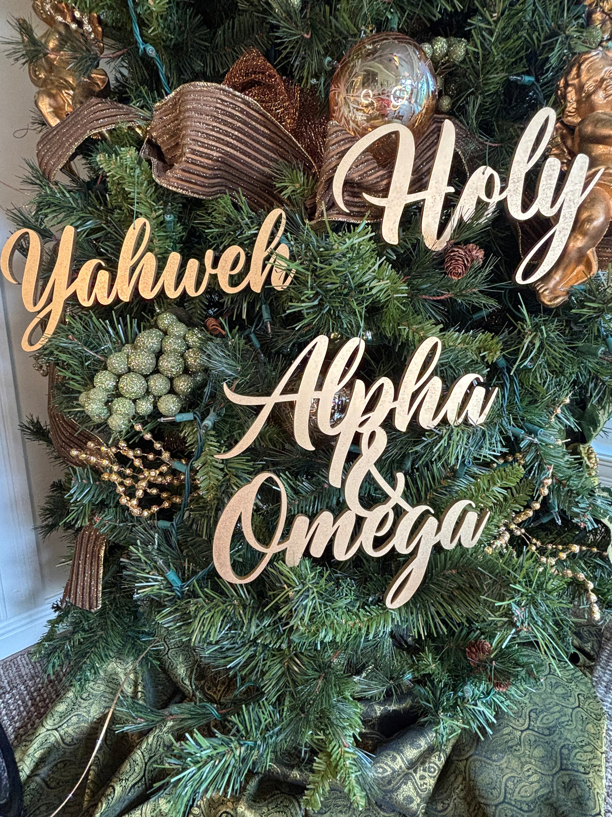 Yahweh Trio Set of Ornaments: Yahweh, Holy, Alpha & Omega