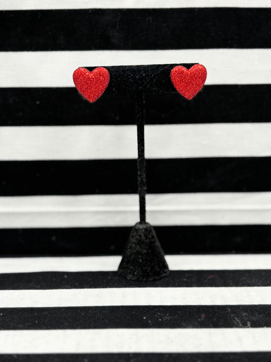 Heart Earrings Clip On or Post